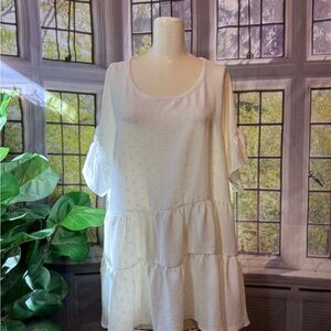 Chic Soul 3XL White Eyelet Tiered Dress Top Tunic Swiss Dot Like